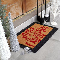 Tangled in Red Natural Coir Doormat