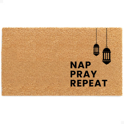 Nap, Pray, Repeat Natural Coir Doormat - 17x30