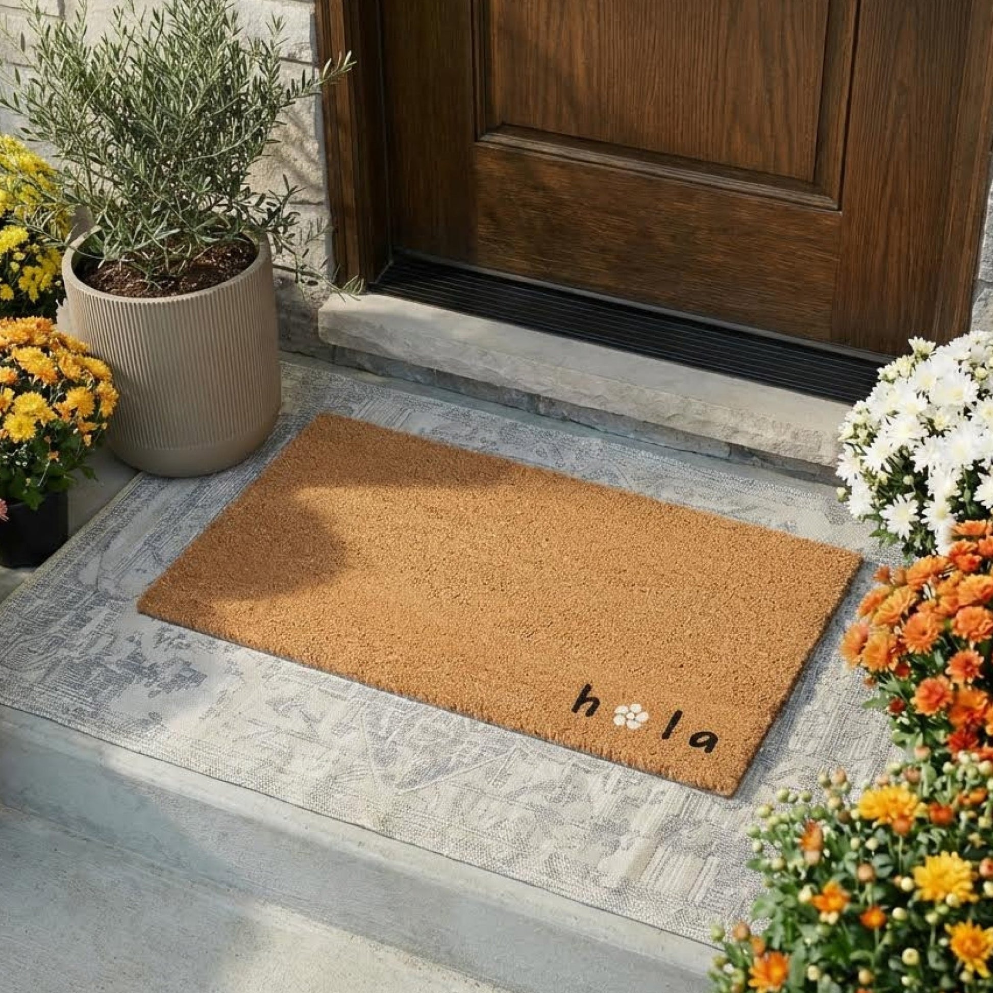 Hola Daisy Natural Coir Doormat - 17x30
