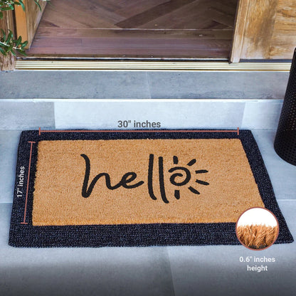Sunny Hello Natural Coir Doormat - 17x30
