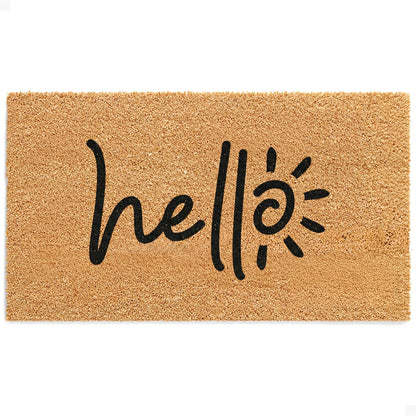 Sunny Hello Natural Coir Doormat - 17x30