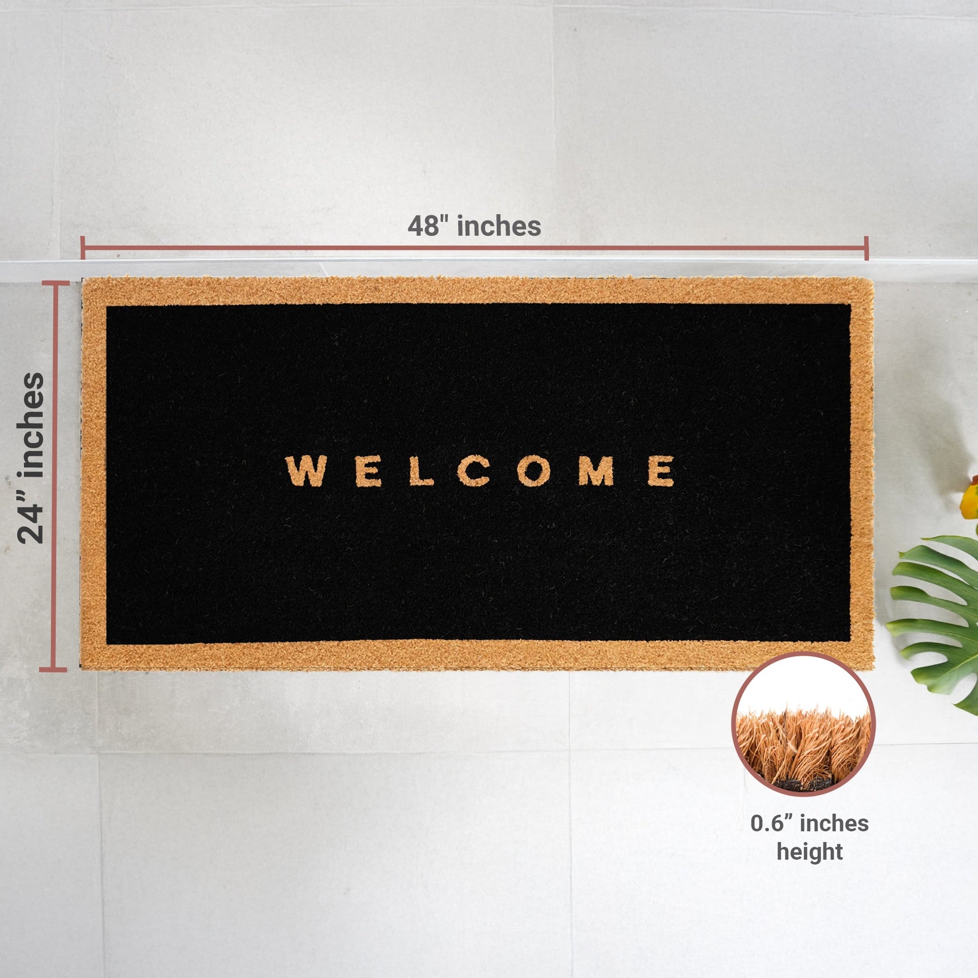 Welcome Canvas Natural Coir Doormat - 24x48