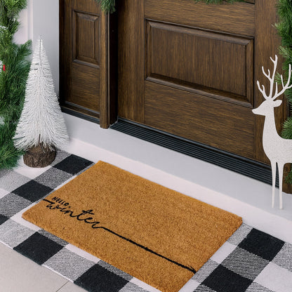 Hello Winter Natural Coir Doormat