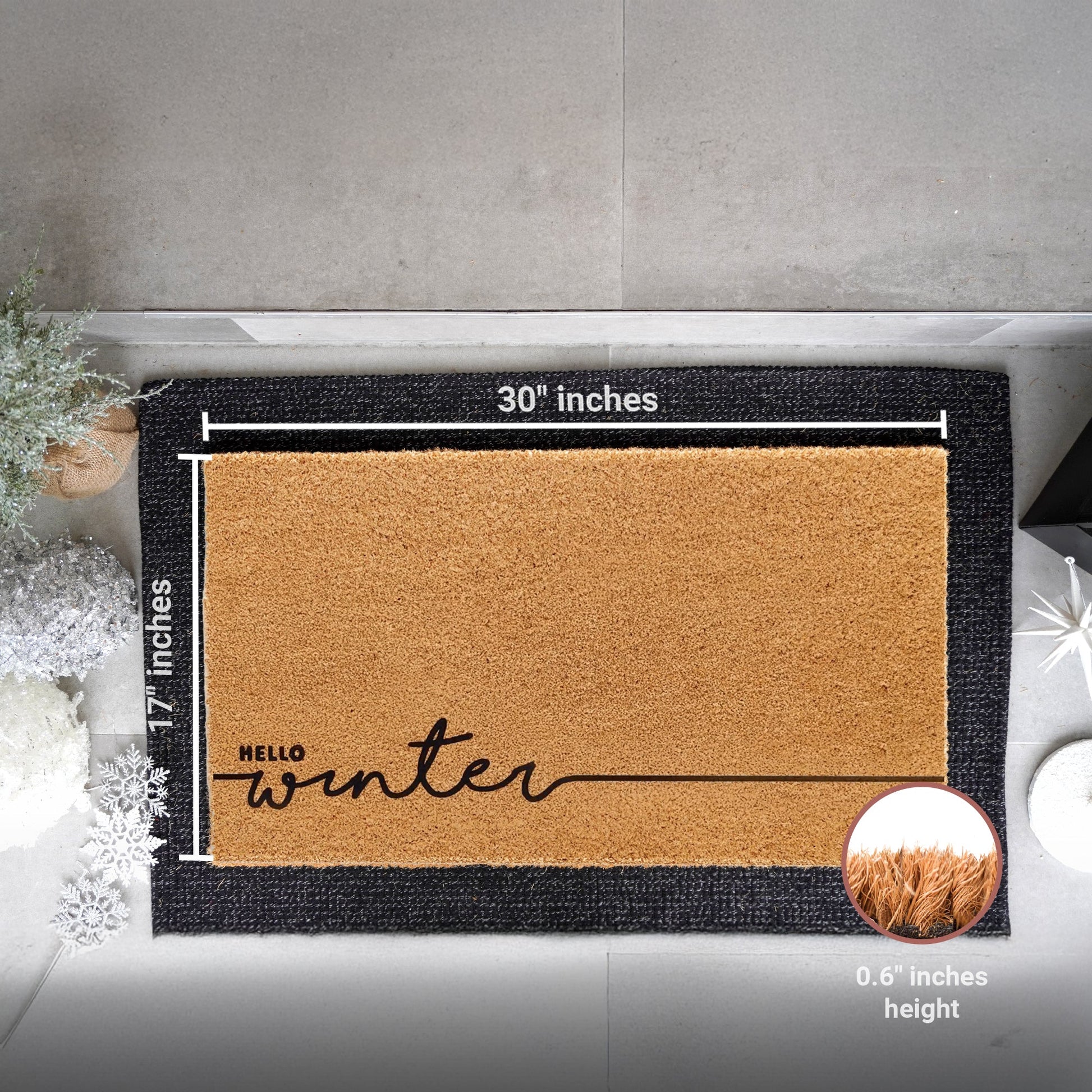 Hello Winter Natural Coir Doormat