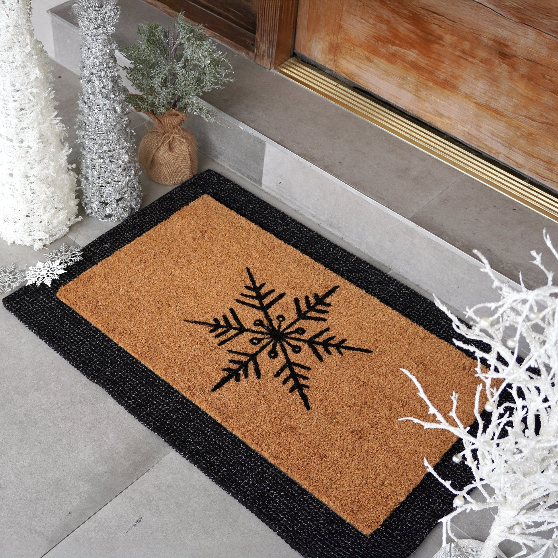 Snowflake Natural Coir Doormat