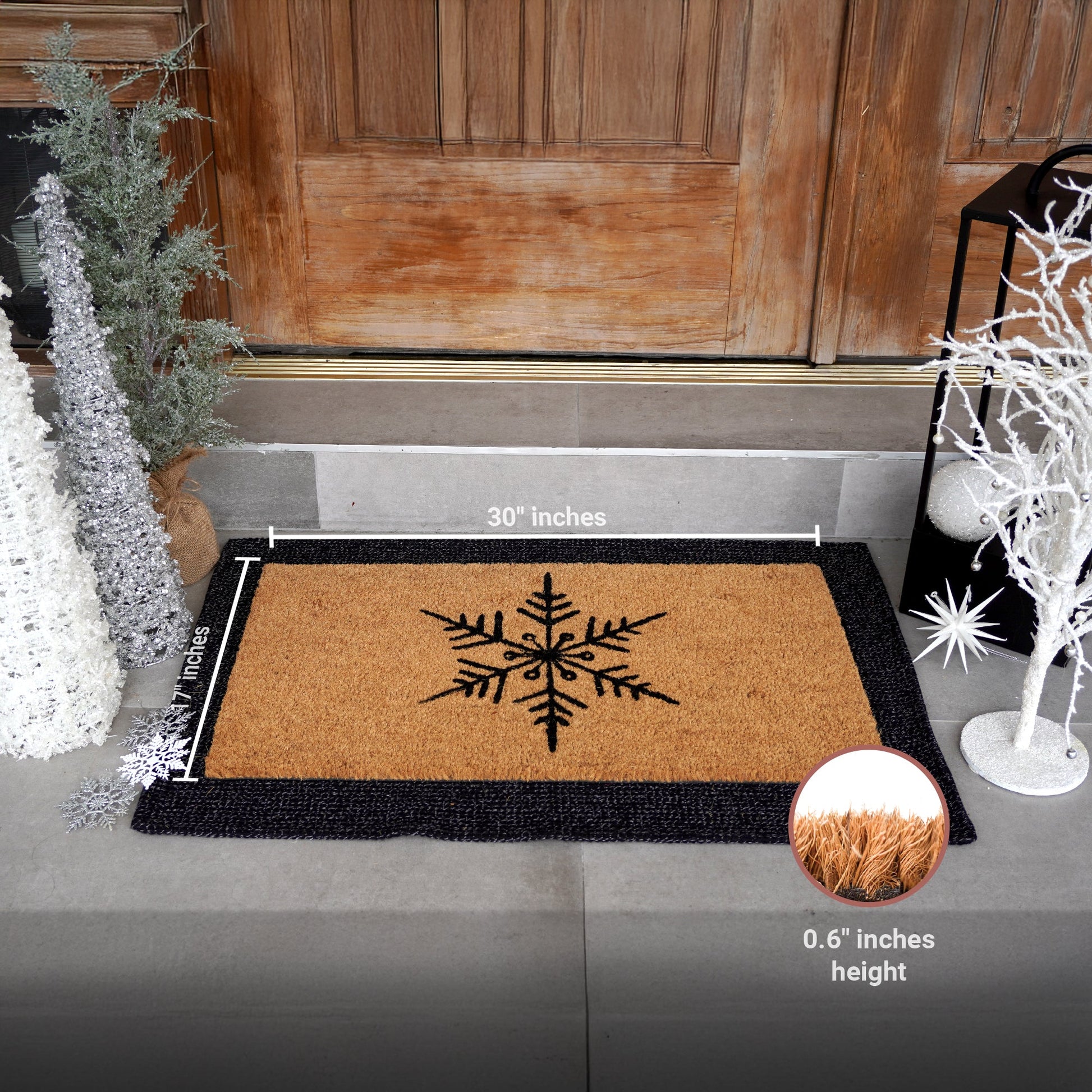 Snowflake Natural Coir Doormat