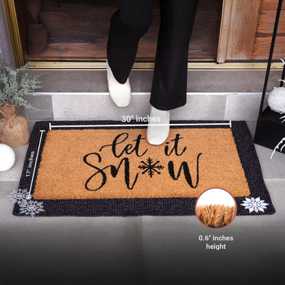 Let it Snow Natural Coir Doormat