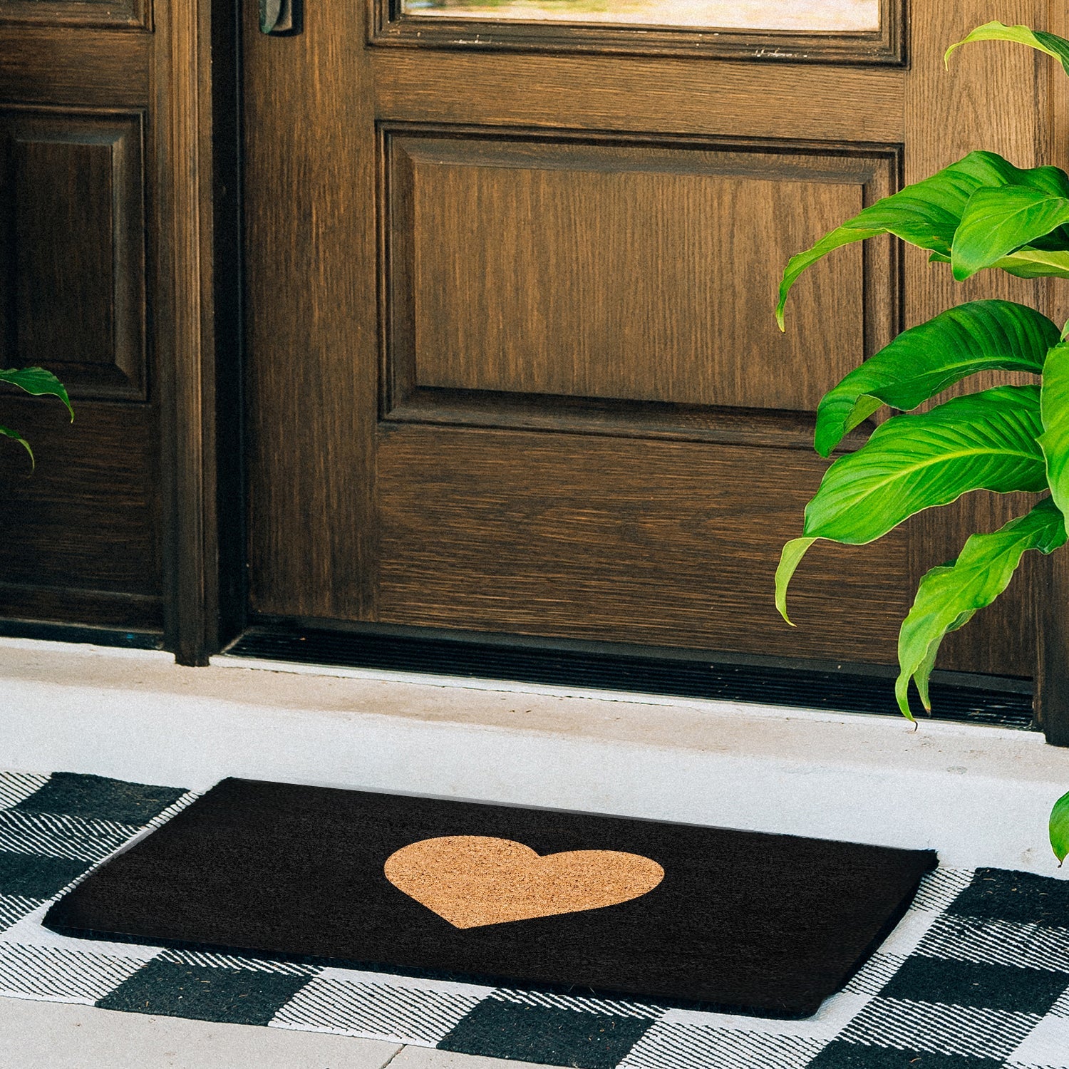 Midnight Heart Natural Coir Doormat