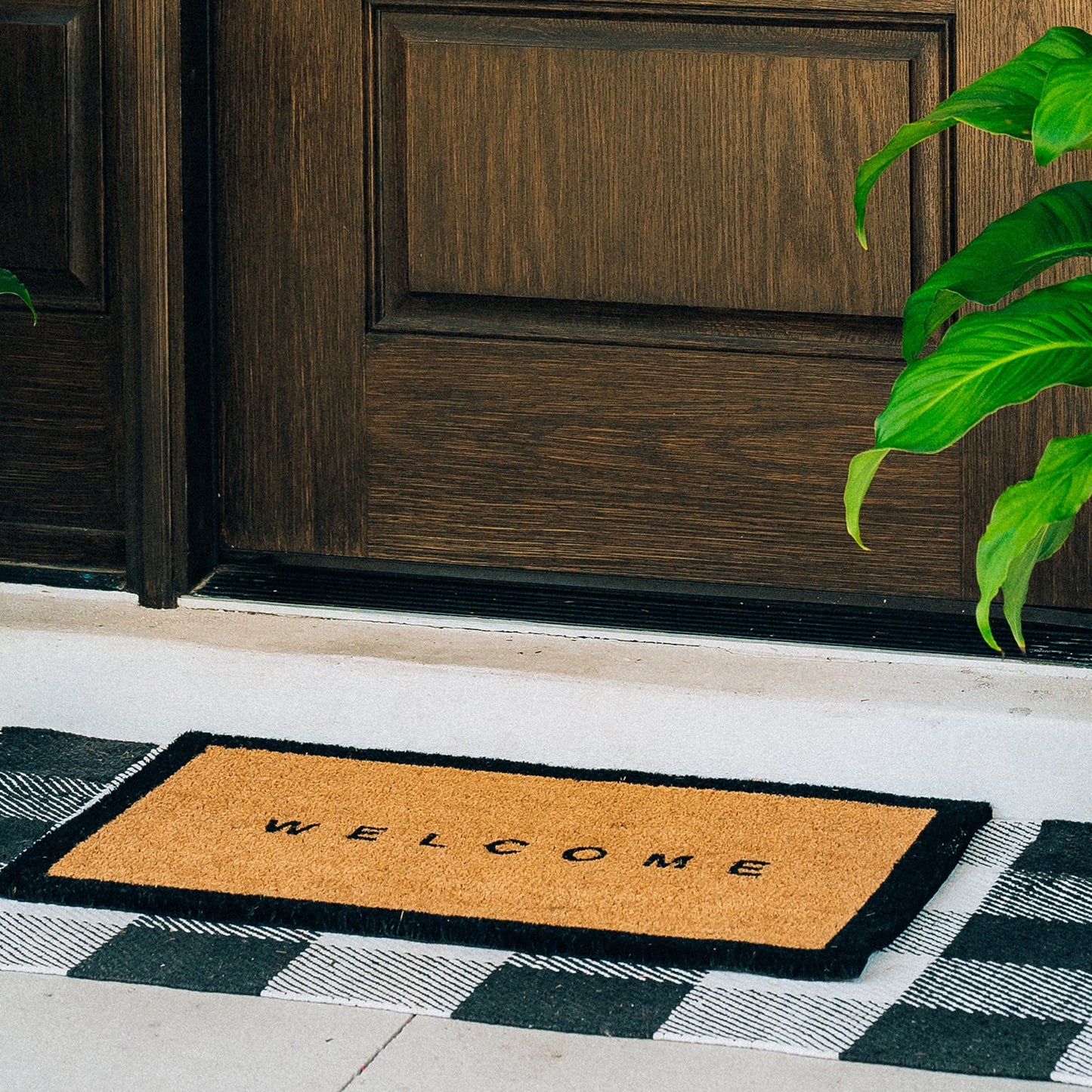 Welcome w/ Border Natural Coir Doormat