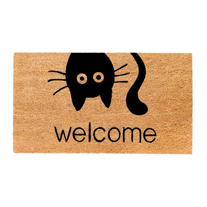Welcome Cat Natural Coir Doormat