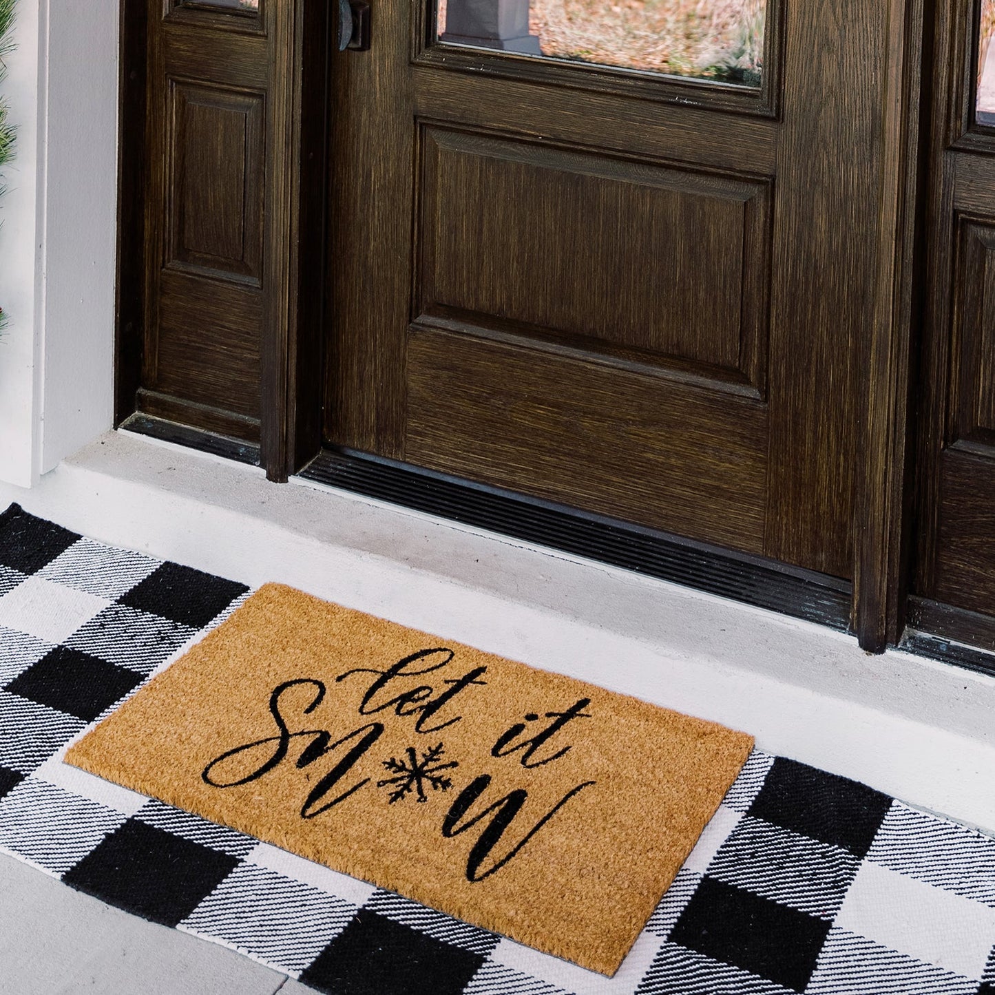 Let it Snow Natural Coir Doormat