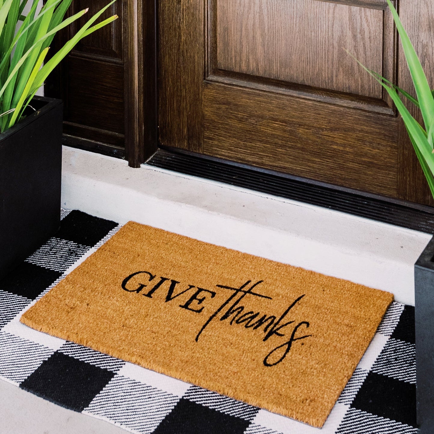 Give Thanks Natural Coir Doormat