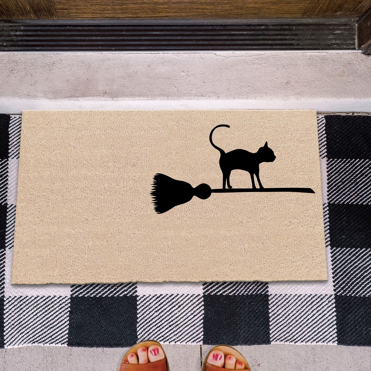 Whiskered Witch Natural Coir Doormat