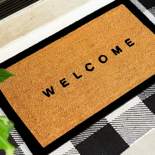 Welcome w/ Border Natural Coir Doormat