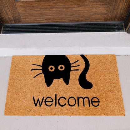 Welcome Cat Natural Coir Doormat