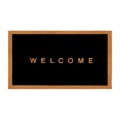 Welcome Canvas Natural Coir Doormat