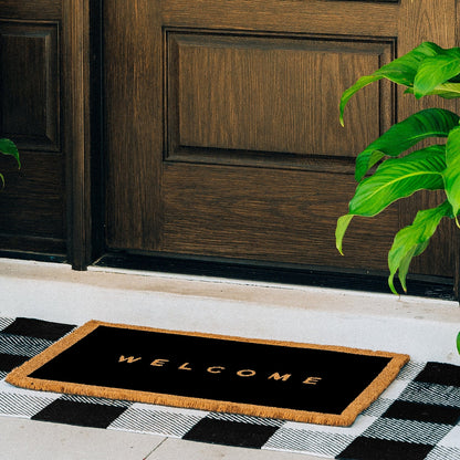 Welcome Canvas Natural Coir Doormat