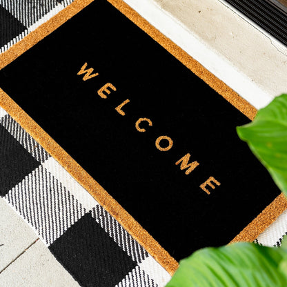 Welcome Canvas Natural Coir Doormat