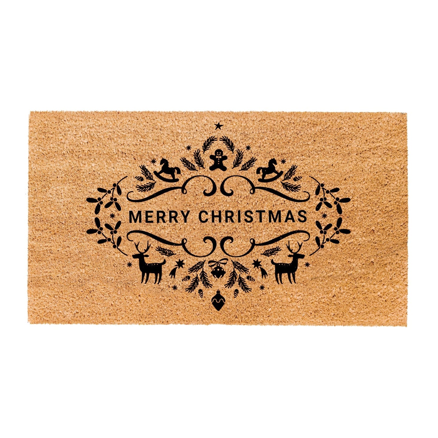 Merry Christmas Natural Coir Doormat