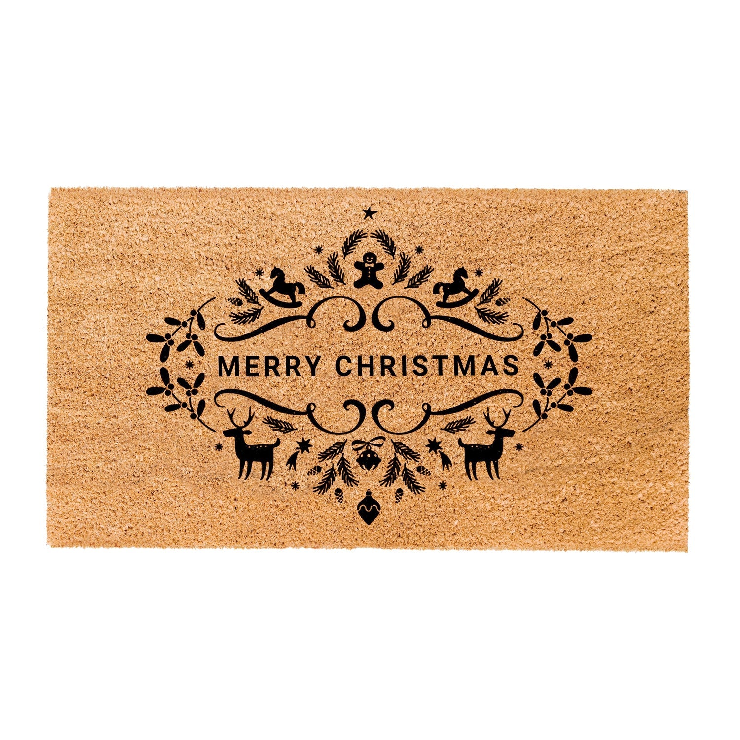 Merry Christmas Natural Coir Doormat