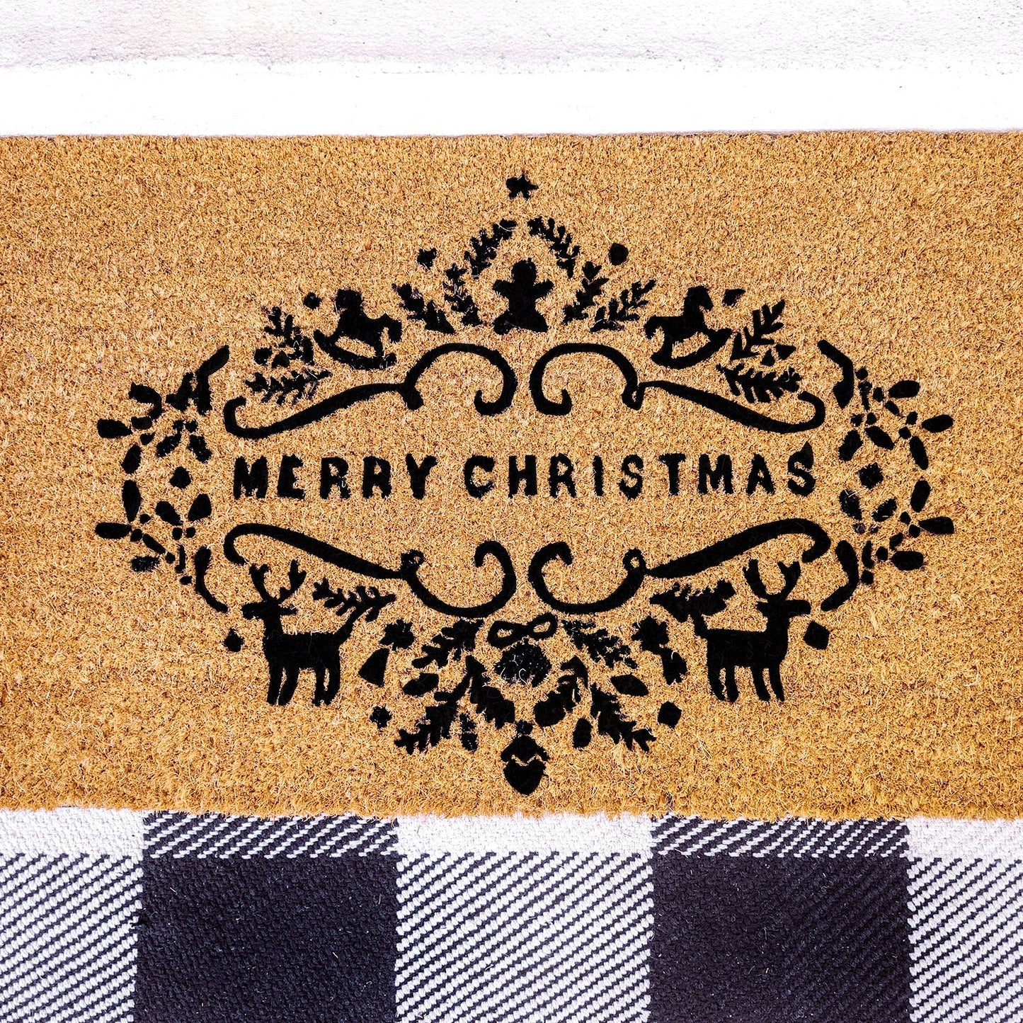 Merry Christmas Natural Coir Doormat