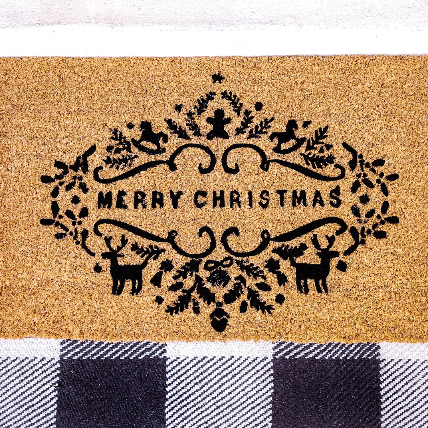 Merry Christmas Natural Coir Doormat