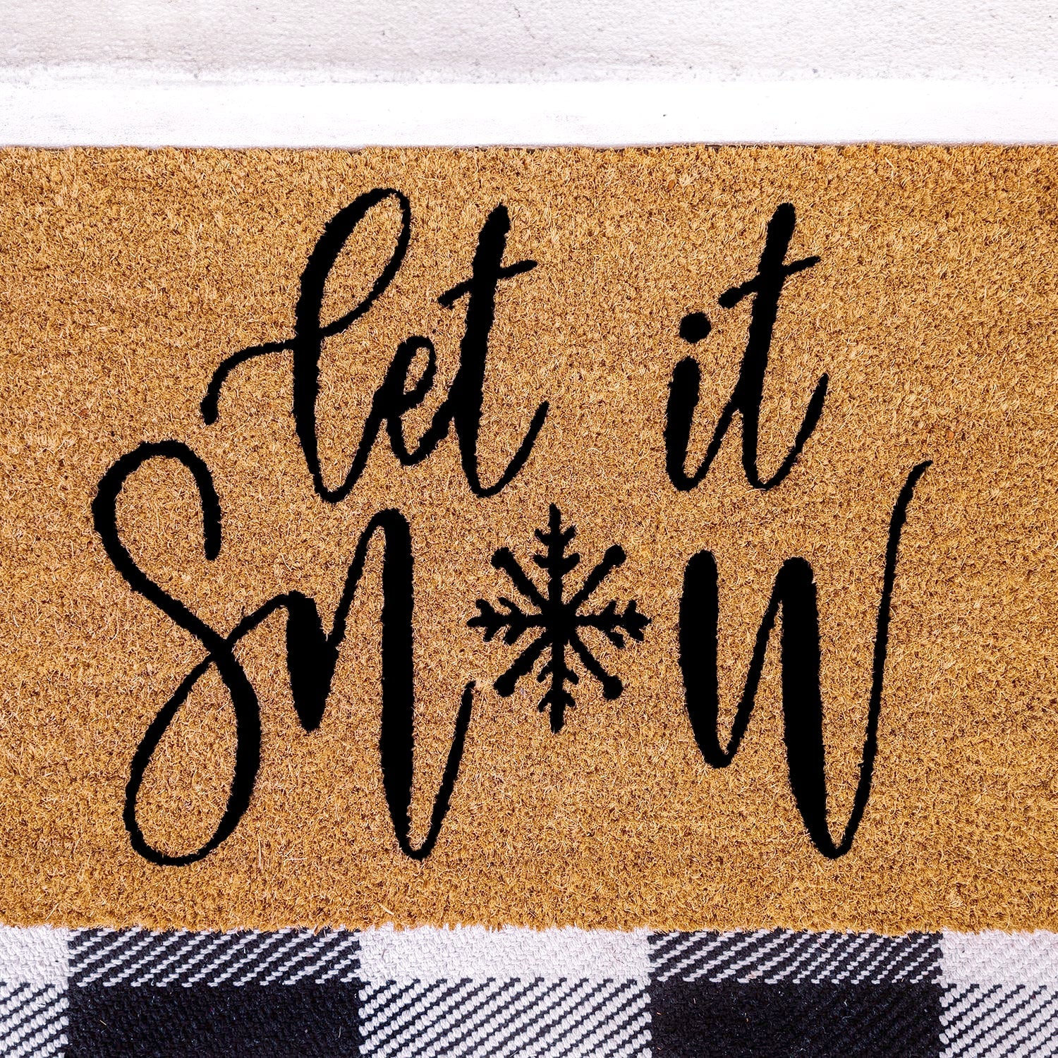 Let it Snow Natural Coir Doormat