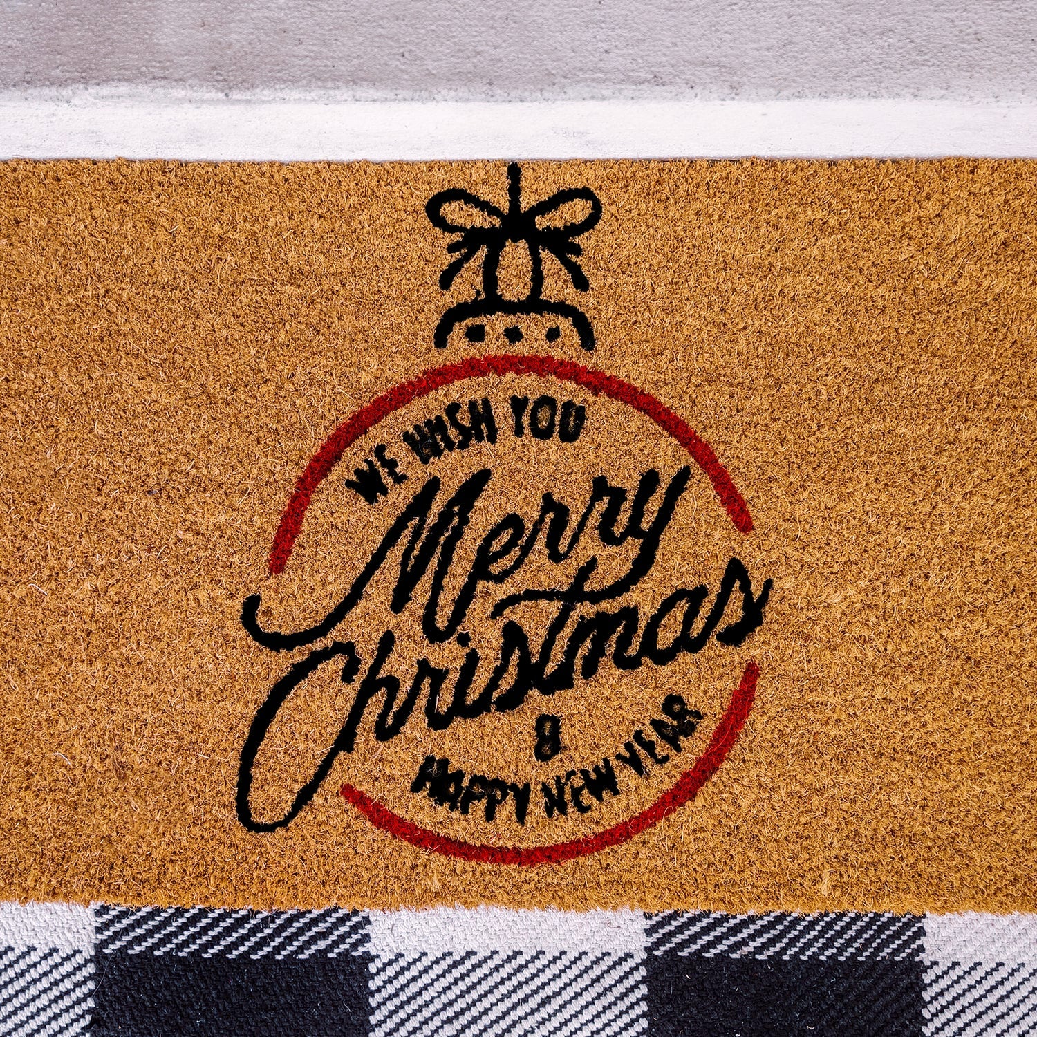 Christmas w/ Decoration Natural Coir Doormat