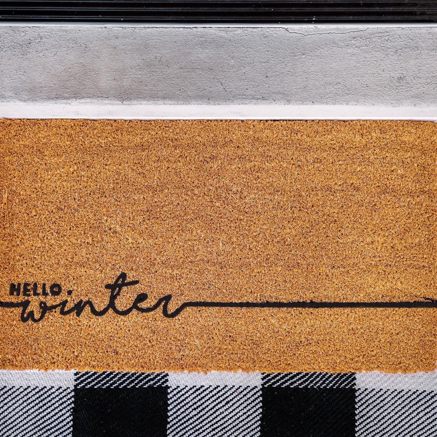 Hello Winter Natural Coir Doormat