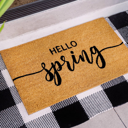 Hello Spring Natural Coir Doormat
