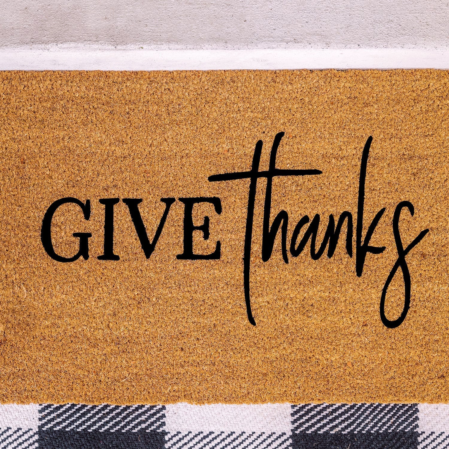 Give Thanks Natural Coir Doormat