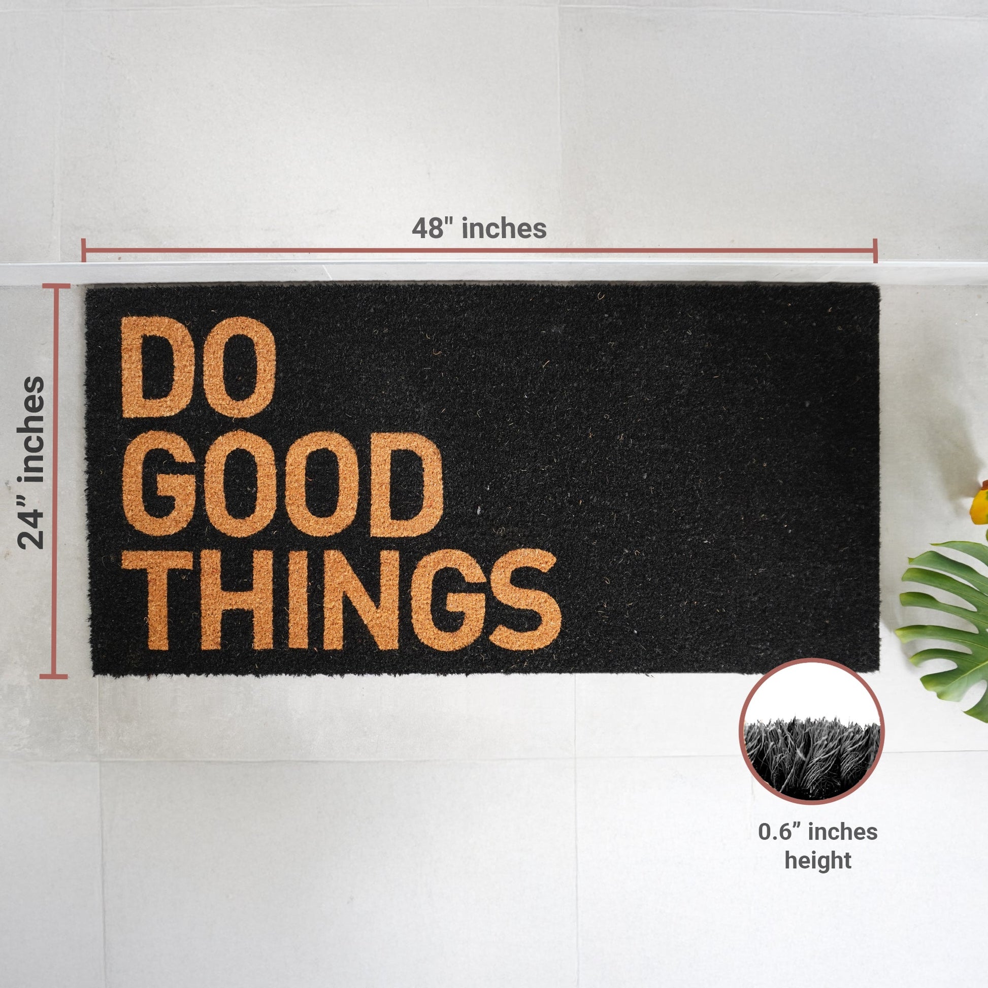 Do Good Things - Black Natural Coir Doormat - 24x48