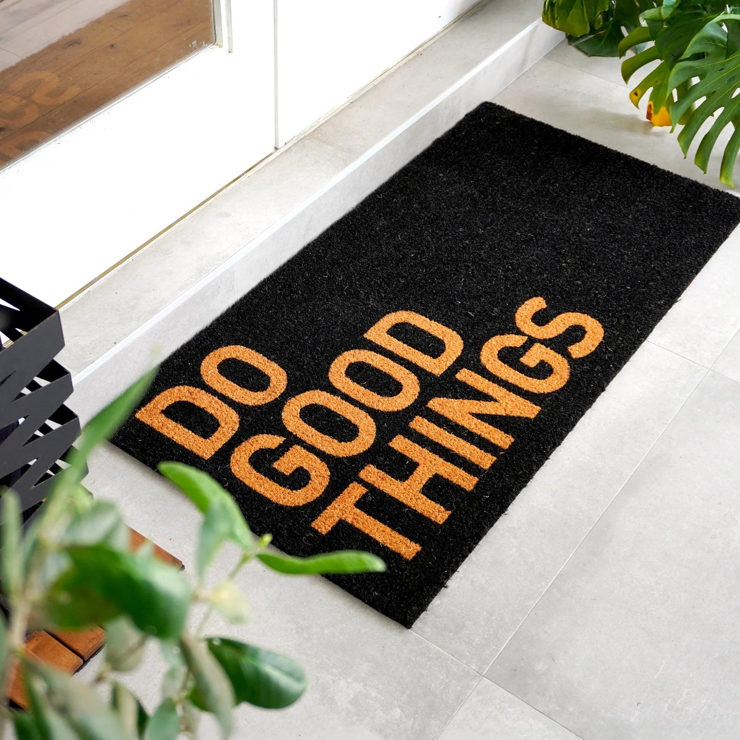 Do Good Things - Black Natural Coir Doormat - 24x48