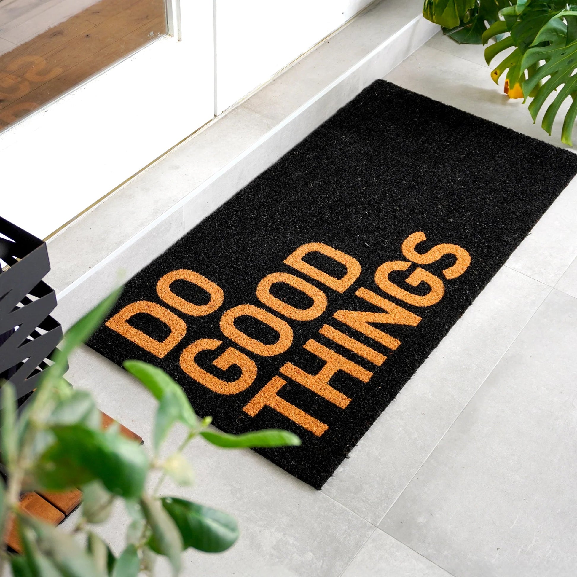 Do Good Things - Black Natural Coir Doormat - 24x48