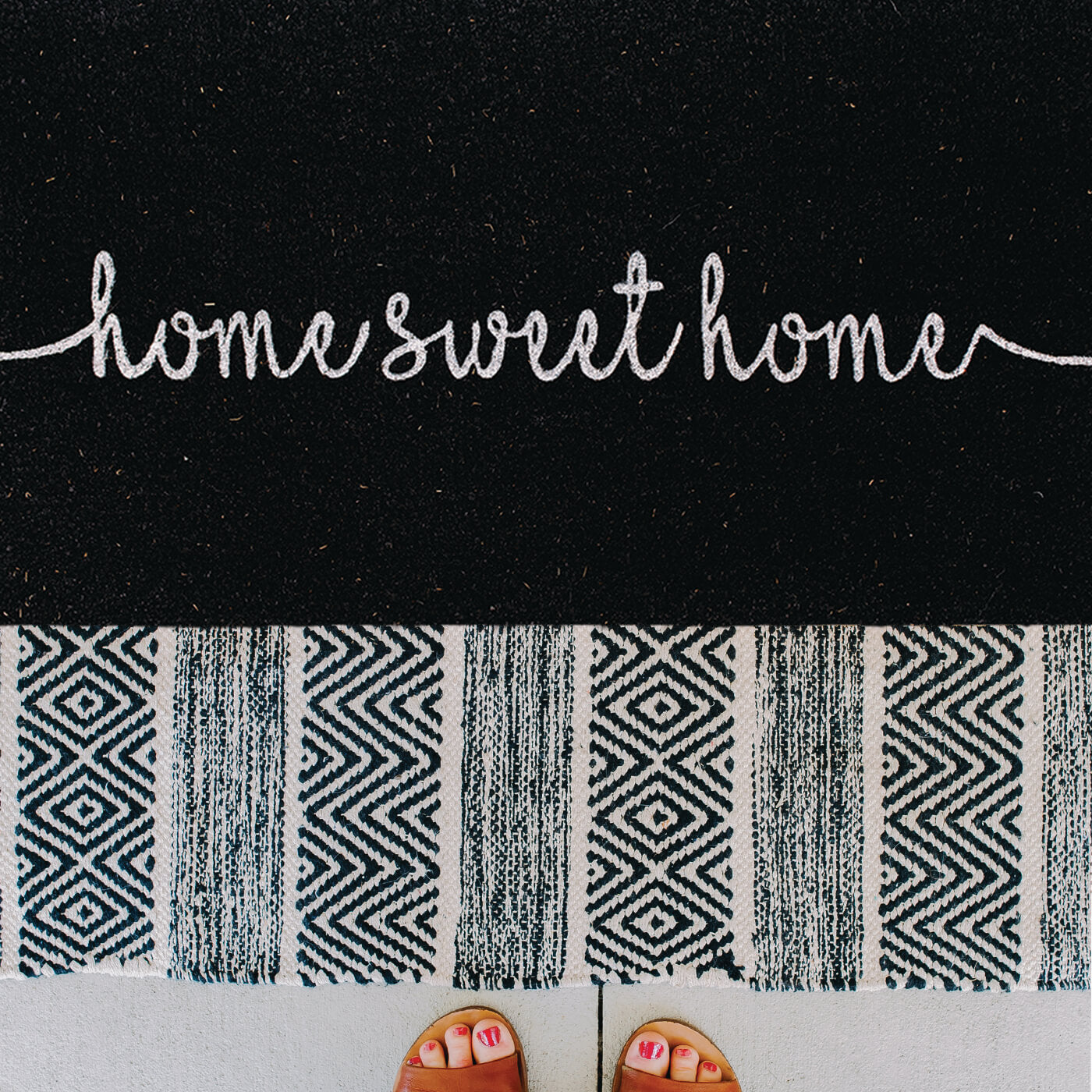Theodore Magnus Natural Coir Doormat with non-slip backing - 17 x 30 - Outdoor / Indoor - Black - home sweet home