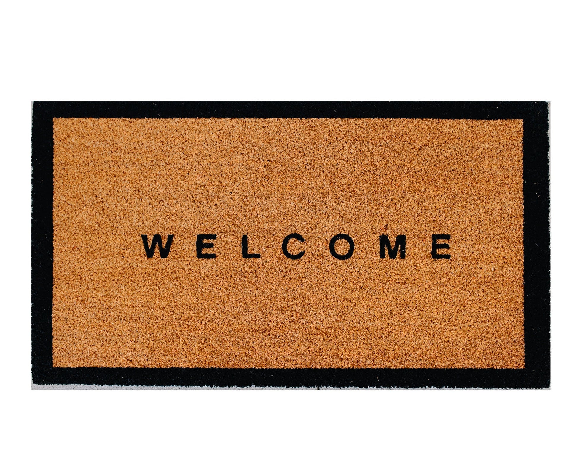 Theodore Magnus Natural Coir Doormat with non-slip backing - 17 x 30 - Outdoor / Indoor - Natural - Welcome w/ Border