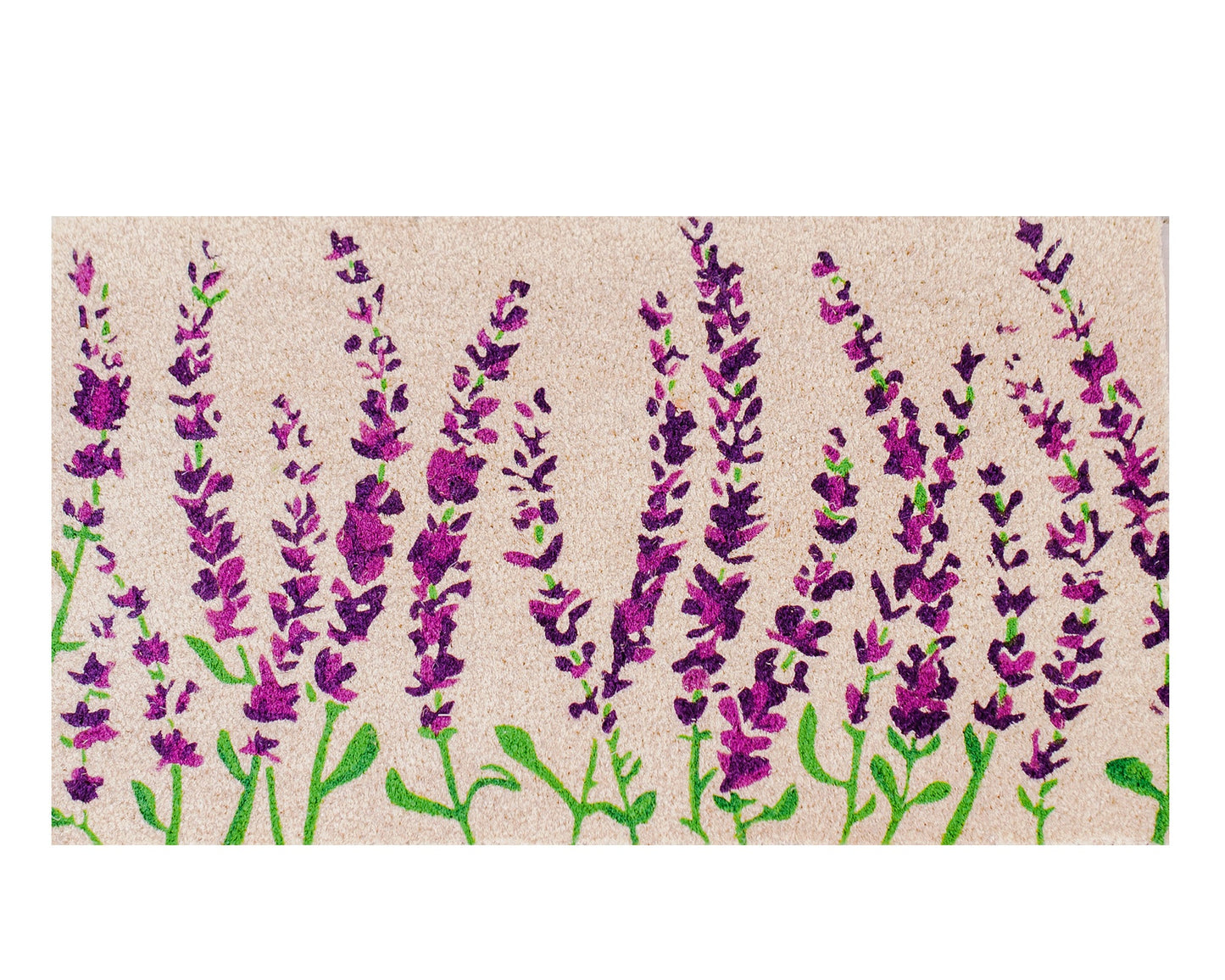 Theodore Magnus Natural Coir Doormat with non-slip backing - 17 x 30 - Outdoor / Indoor - Light Natural - Wildflowers
