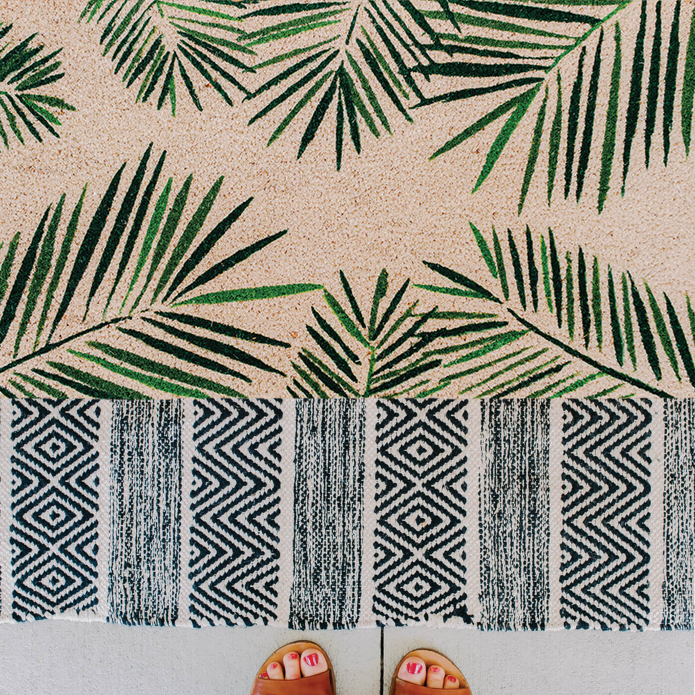 Theodore Magnus Natural Coir Doormat with non-slip backing - 17 x 30 - Outdoor / Indoor - Light Natural - Palm Springs