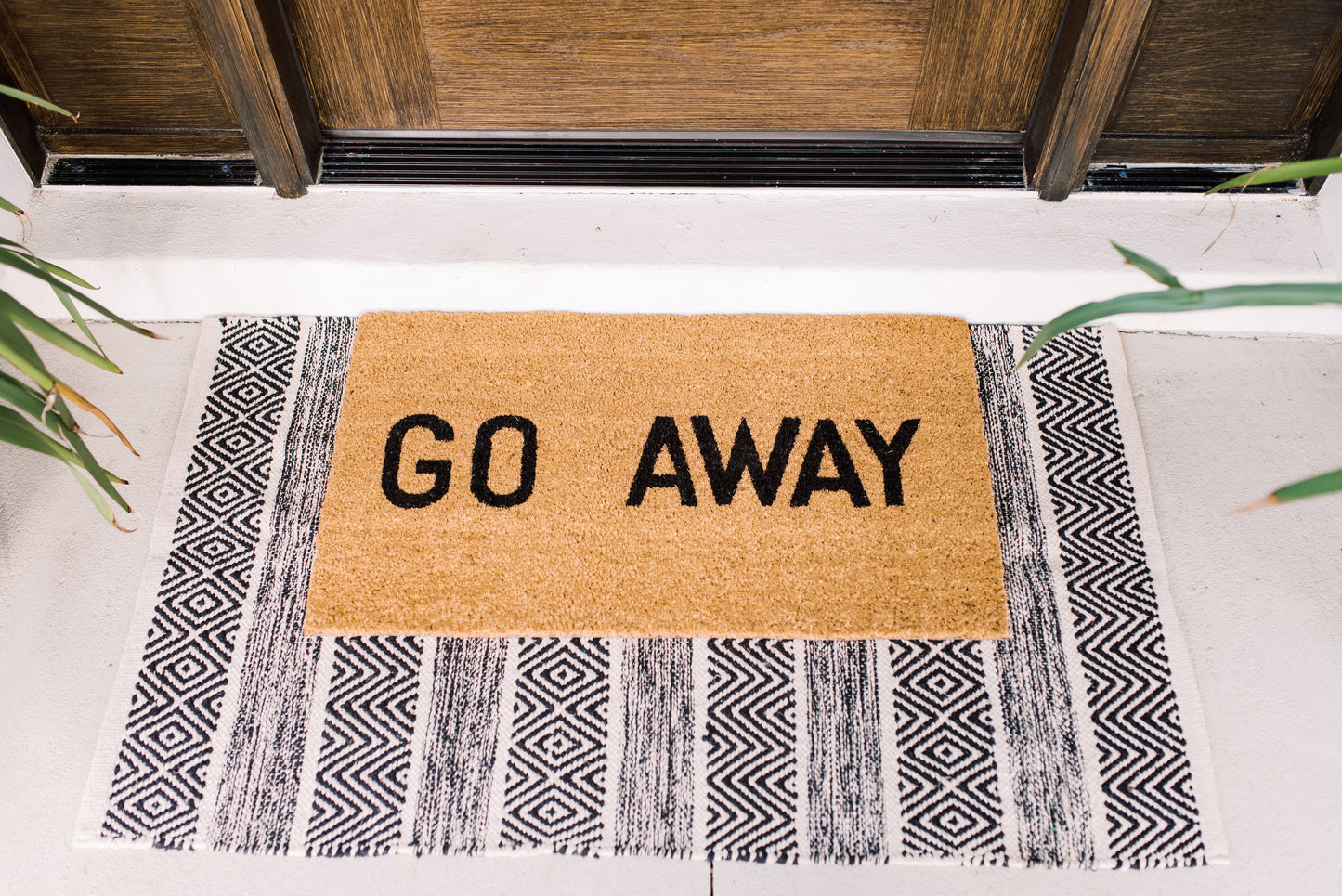 Theodore Magnus Natural Coir Doormat with non-slip backing - 17 x 30 - Outdoor / Indoor - Natural - Go Away