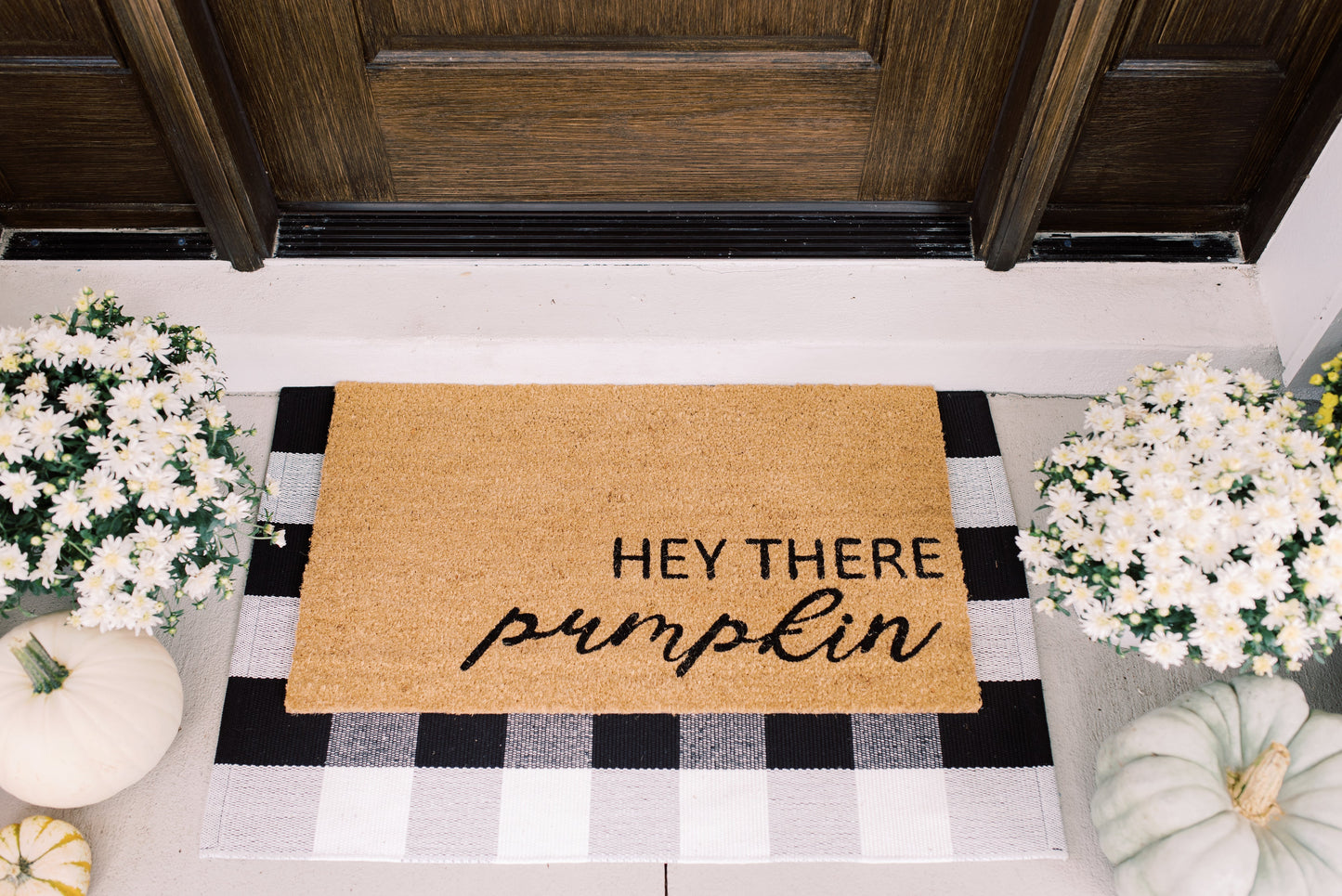 Theodore Magnus Natural Coir Doormat with non-slip backing - 17 x 30 - Outdoor / Indoor - Natural - Hey There Pumpkin