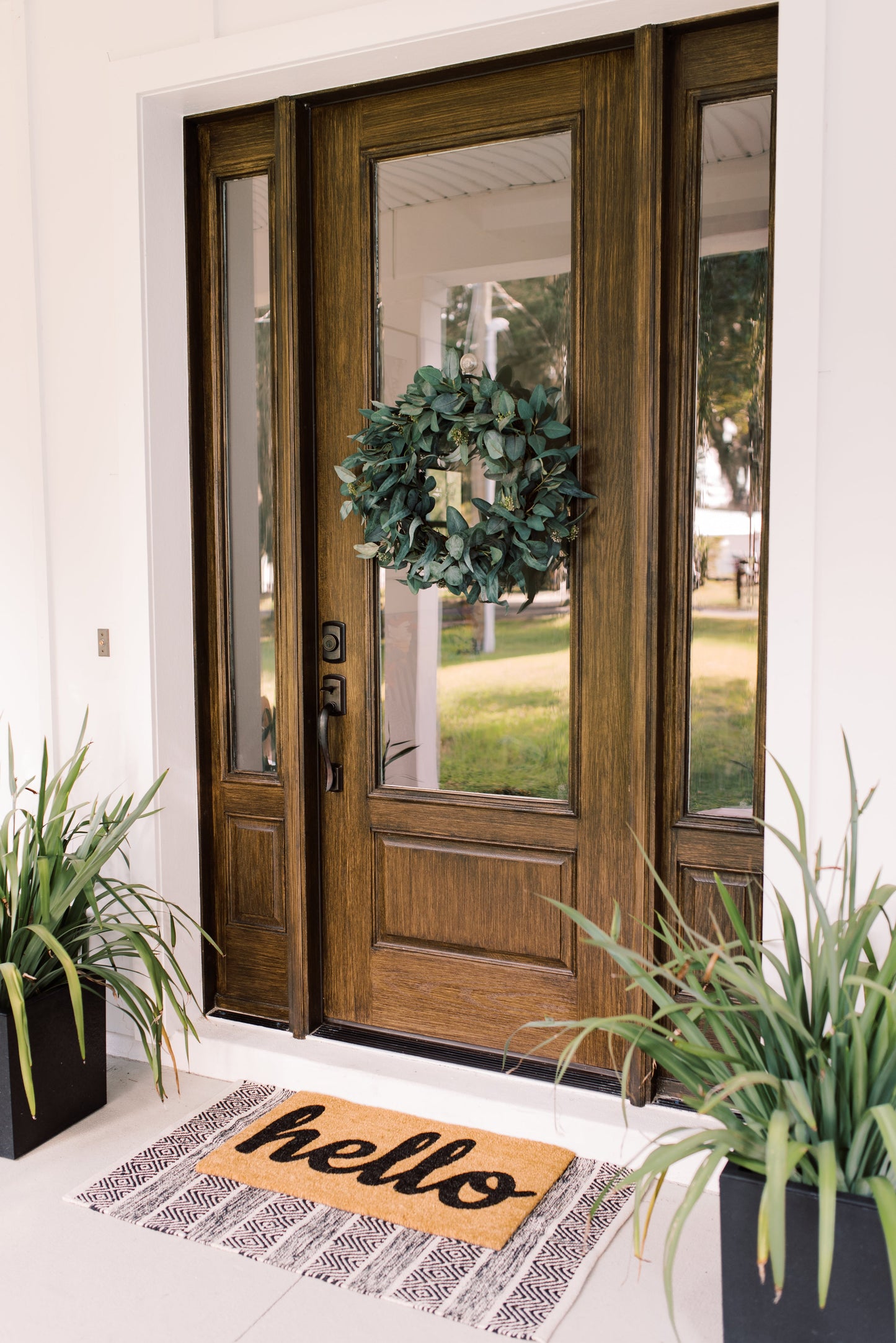 Theodore Magnus Natural Coir Doormat with non-slip backing - 17 x 30 - Outdoor / Indoor - Natural - hello