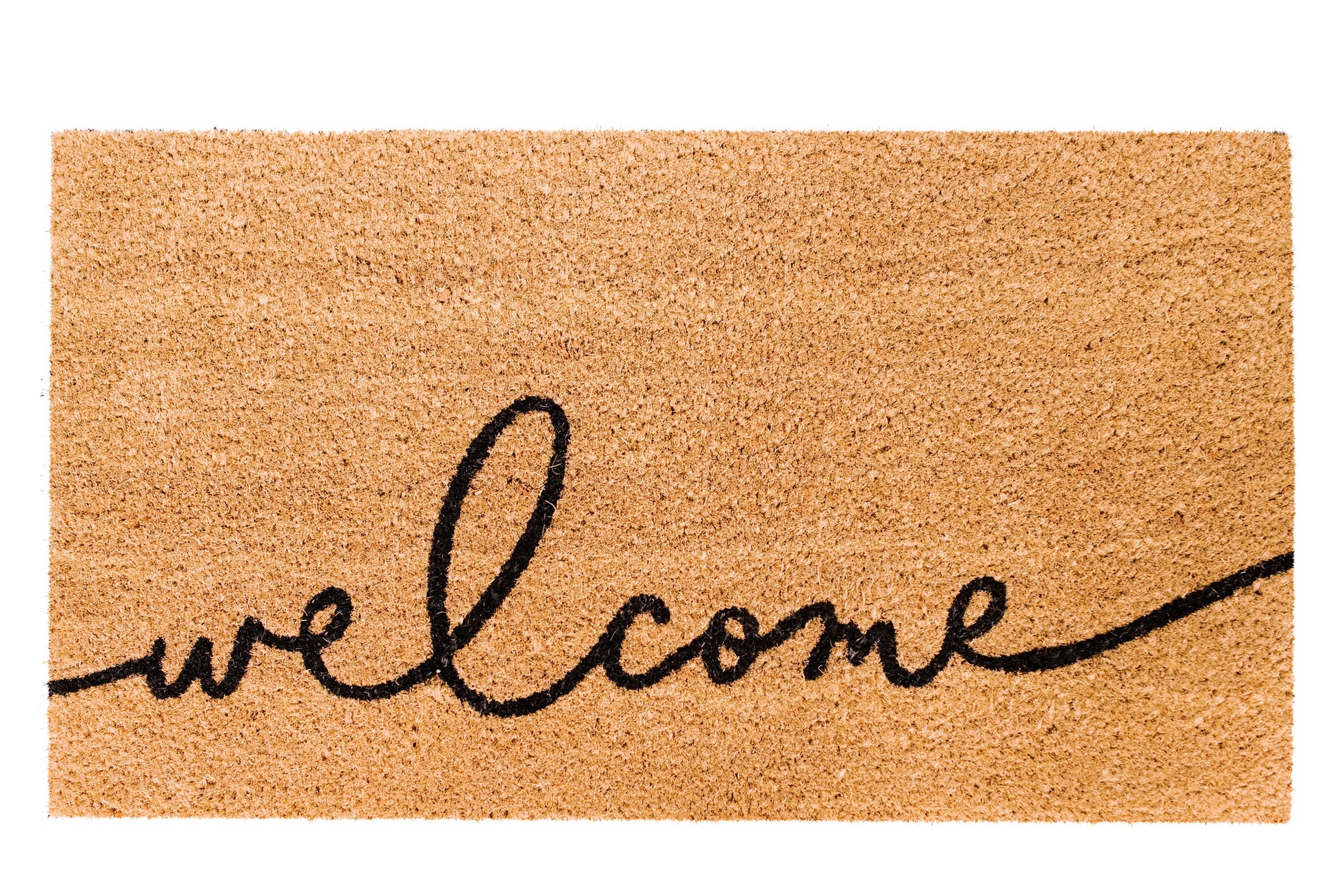 Theodore Magnus Natural Coir Doormat with non-slip backing - 17 x 30 - Outdoor / Indoor - Natural - Warm Greeting