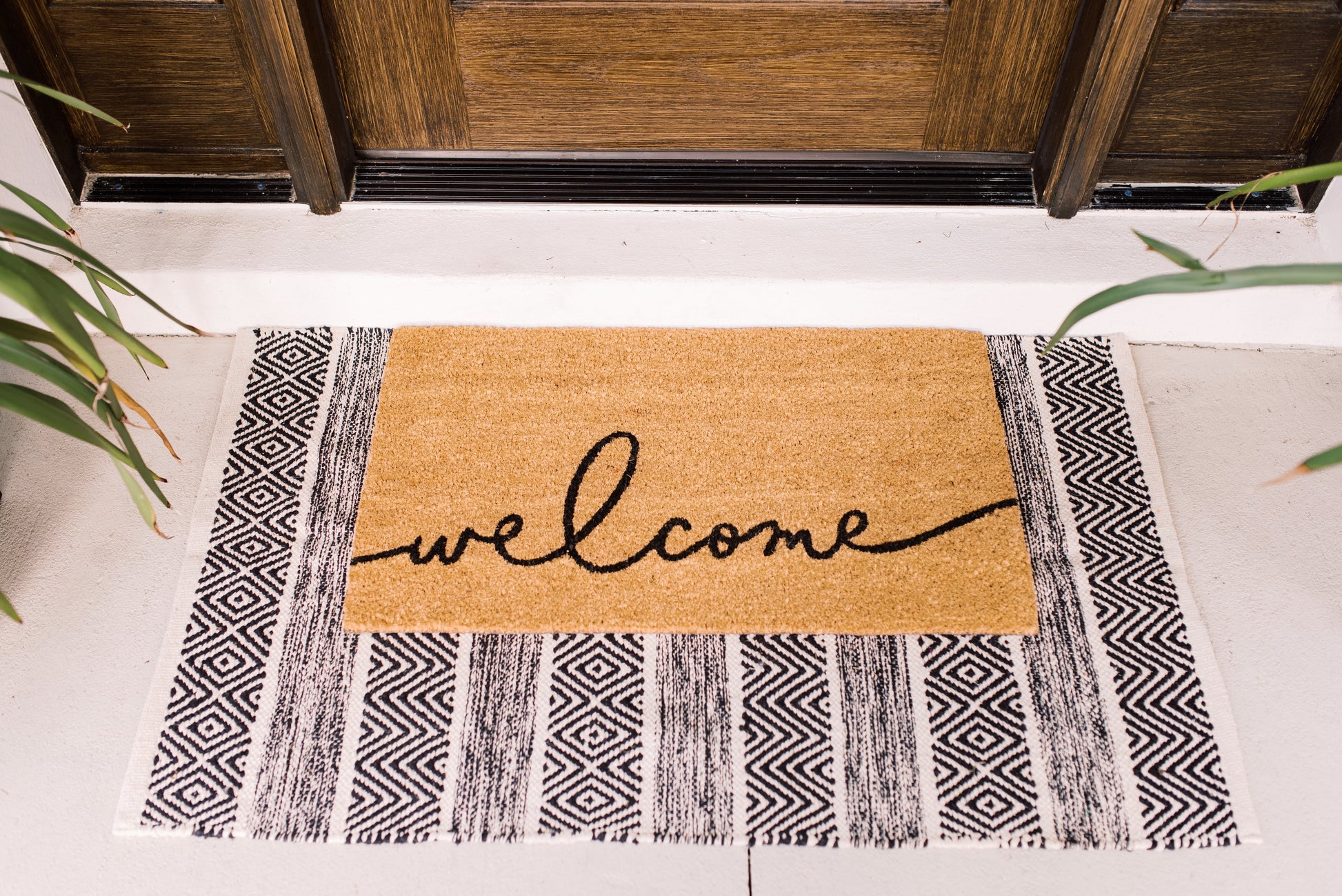 Theodore Magnus Natural Coir Doormat with non-slip backing - 17 x 30 - Outdoor / Indoor - Natural - Warm Greeting