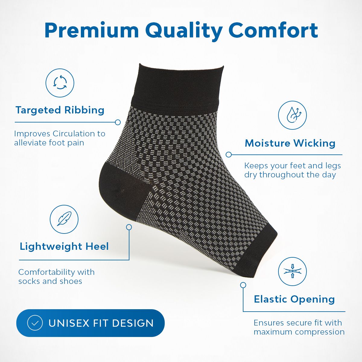 Theodore Magnus Premium Compression Socks for Plantar Fasciitis, Heel - Ankle Foot Sleeves for Everyday and Night Splints Pain Relief Treatment with Arch Support - Black